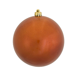 6 Inch Burnish Orange Candy Round Shatterproof UV Christmas Ball Ornament 4 per Set