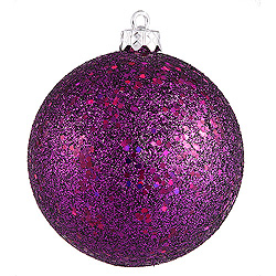 6 Inch Plum Sequin Round Shatterproof UV Christmas Ball Ornament 4 per Set