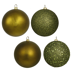 10 Inch Olive Assorted Christmas Ball Ornament - 4 per Set