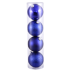 10 Inch Cobalt Blue Assorted Christmas Ball Ornament - 4 per Set