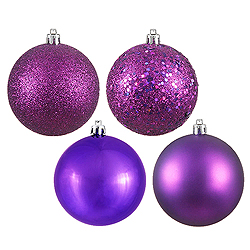 10 Inch Plum Assorted Christmas Ball Ornament - 4 per Set