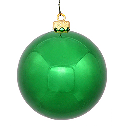 3 Inch Green Shiny Round Christmas Ball Ornament 32 per Set