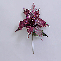 31 Inch Mauve Glitter Poinsettia Decoration 13 Inch Flower