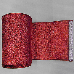 6 Inch x 10 Yard Red Silver Shiny Weave Christmas Ribbon