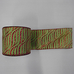 Christmastopia.com - 30 Foot Lime And Red Zebra Ribbon 2.5 Inch Width