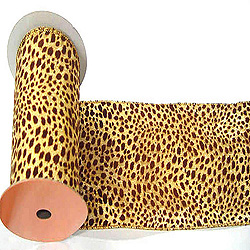 30 Foot Gold Lame Velvet Brown Leopard Ribbon 2.5 Inch Width