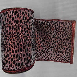 Christmastopia.com - 30 Foot Red Lame Velvet Black Leopard Ribbon 2.5 Inch Width