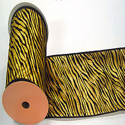 Christmastopia.com - 30 Foot Gold Lame Velvet Black Zebra Ribbon 25 Inch Width