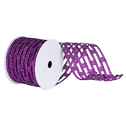 6 Inch x 10 Yard Purple Metallic Rectangle Wired Mesh Christmas Ribbon