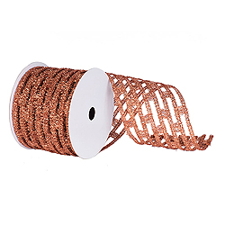 6 Inch x 10 Yard Copper Metallic Rectangle Wired Mesh Christmas Ribbon