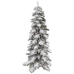 7 Foot Flocked Vail Pine Artificial Christmas Tree 350 Clear Lights