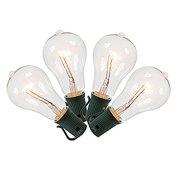 Christmastopia.com 10 PS50 Edison Clear Glass Christmas Light Set 12 Inch Spacing Green Wire