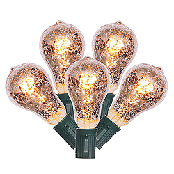 Christmastopia.com 10 PS50 Edison Gold Crackle Glass Christmas Light Set 12 Inch Spacing Green Wire