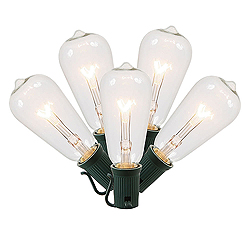 Christmastopia.com - 10 Incandescent ST40 Clear Glass Christmas Light Set 12 Inch Spacing Green Wire