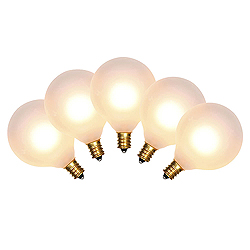 Christmastopia.com - 5 Incandescent G50 Globe Frosted White Retrofit C7 Socket Replacement Bulbs