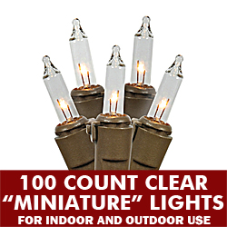 Christmastopia.com - 100 Clear Christmas Light Set 4 Inch Spacing Brown Wire