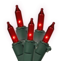 Christmastopia.com 100 Red Mini Incandescent Christmas Light Set Green Wire Extra Long