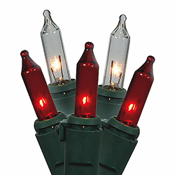 Christmastopia.com 100 Red Clear And Frosted Christmas Light Set Green Wire 5.5 Inch Spacing