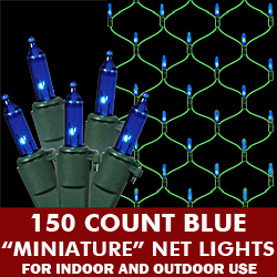Christmastopia.com - 150 Blue Mini Incandescent Christmas Net Light Set Green Wire