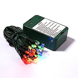 Christmastopia.com - 50 Battery Operated LED 5MM Wide Angle Polka Dot Multi Color Christmas Light Set Green Wire