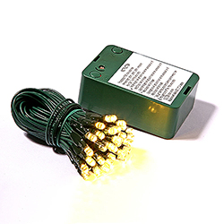 Christmastopia.com - 50 Battery Operated LED 5MM Warm White Lights Green Wire 5 Inch Spacing