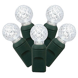 Christmastopia.com 50 Commercial Grade LED G12 Pure White Lights Green Wire Polybag