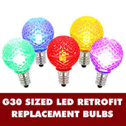 Christmastopia.com - 25 LED G30 Globe Multi Color Faceted Retrofit Night Light C7 Socket Replacement Bulbs