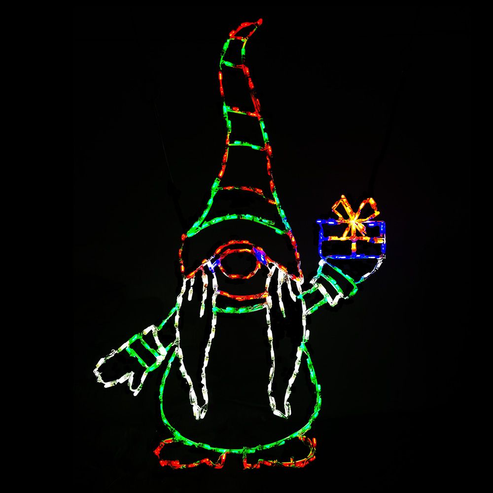 Christmastopia.com Gnome With Gift LED Lighted Outdoor Lawn Decoration