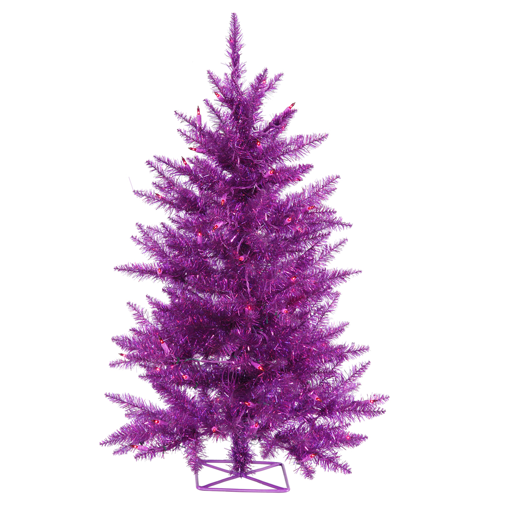 2 Foot Purple Artificial Halloween Tree 35 DuraLit Incandescent Purple Mini Lights