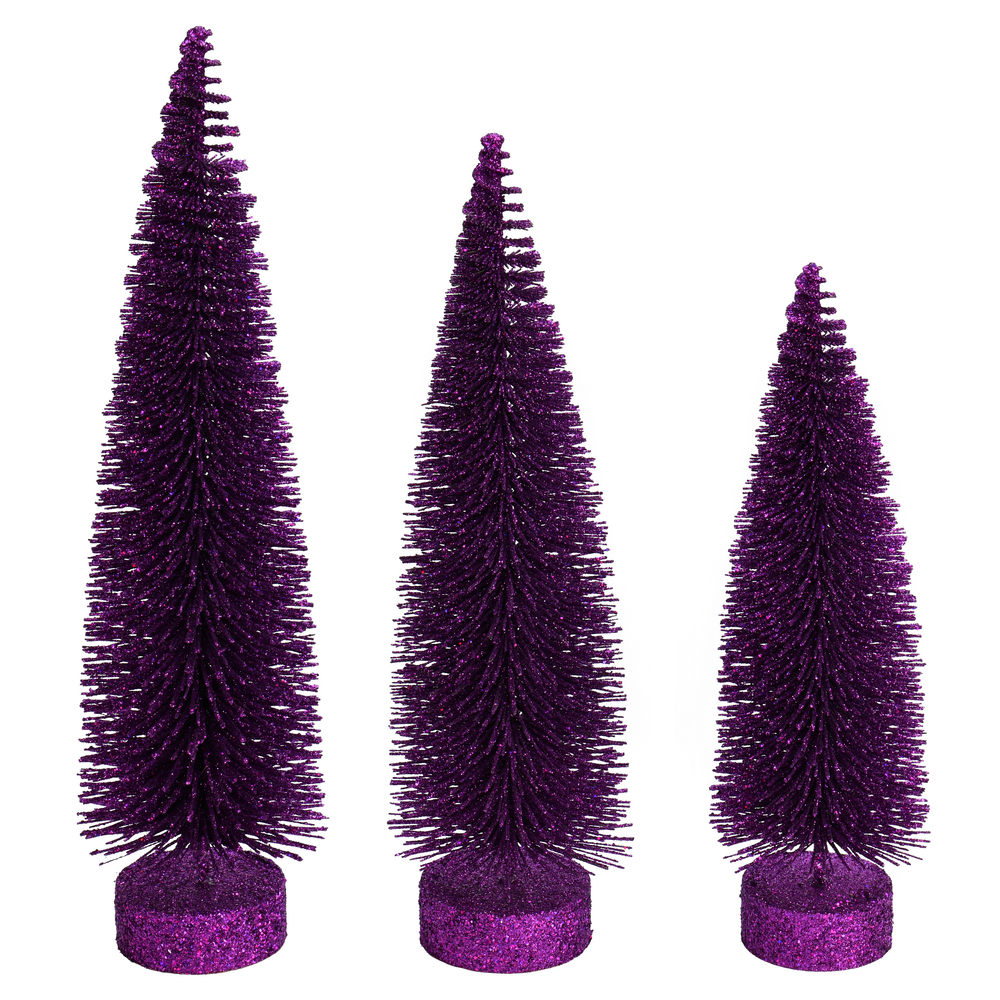 Christmastopia.com Plum Purple Glitter Oval Pine Artificial Christmas Village Tree Large