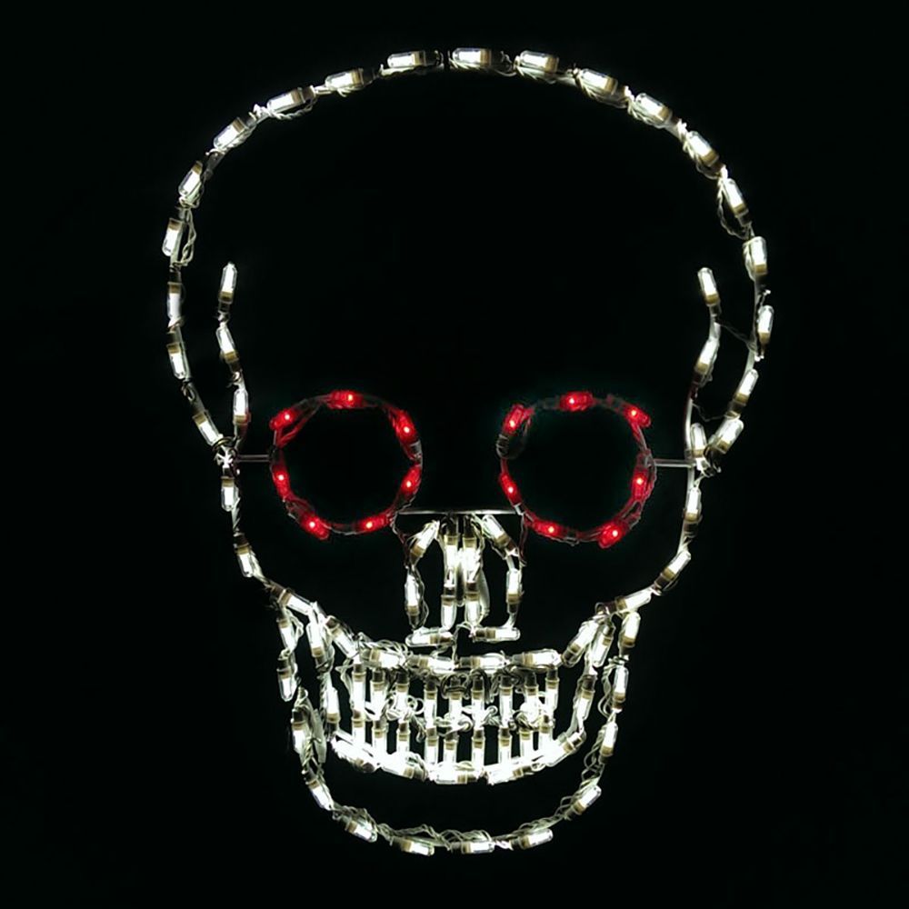 Christmastopia.com Skull With Bright Red Lights For Eyes LED Lighted Outdoor Halloween Decoration Set Of 2