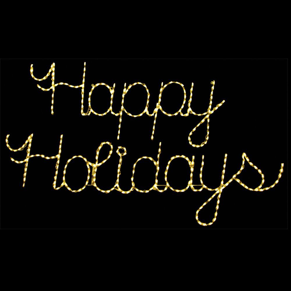 Christmastopia.com Happy Holidays Warm White Cursive LED Lighted Outdoor Lawn Decoration