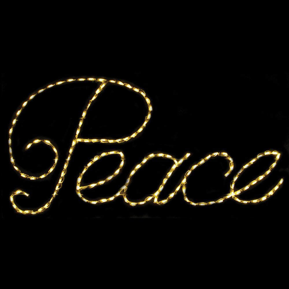 Christmastopia.com Peace Sign Cursive Warm White LED Lighted Outdoor Lawn Decoration