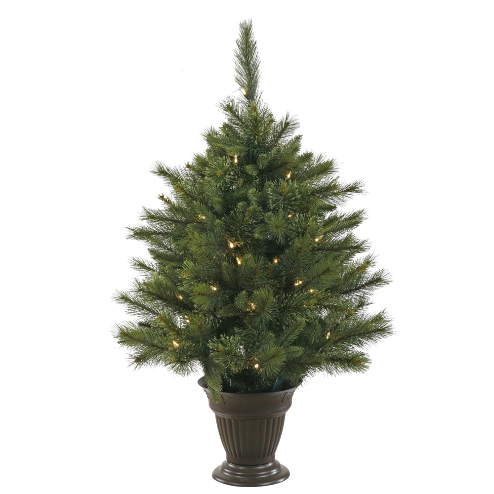 3.5 Foot Cashmere Pine Artificial Potted Christmas Tree 50 LED Warm White Italian Style Mini Lights