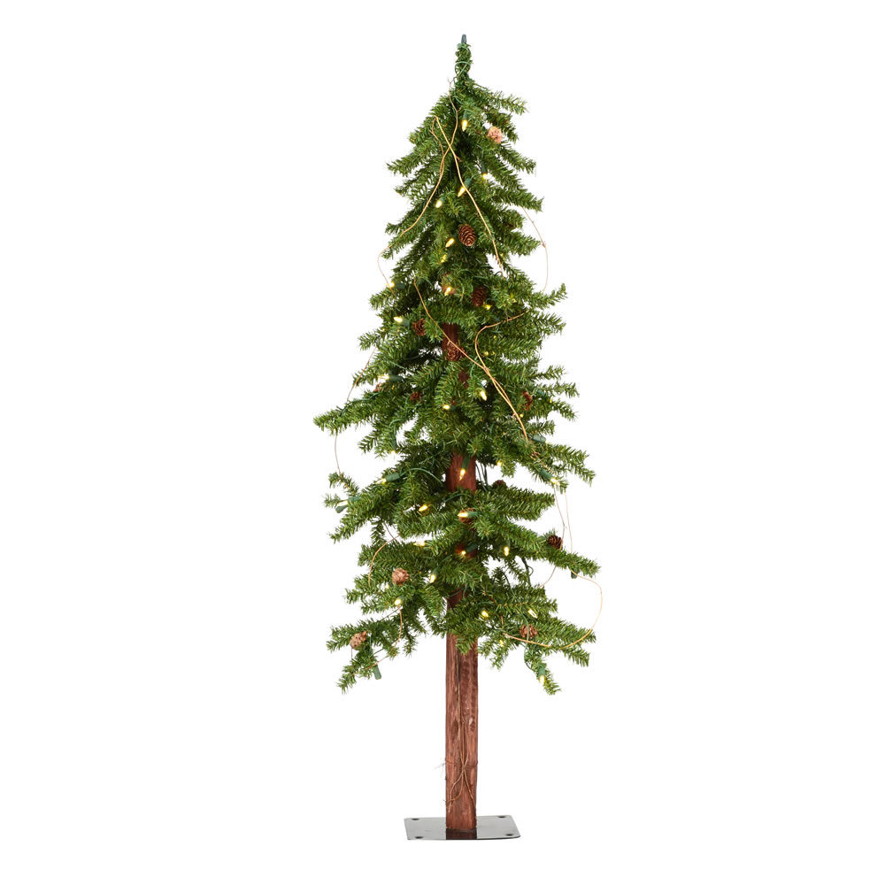 4 Foot Alpine Artificial Christmas Tree 100 DuraLit LED Warm White Mini Lights