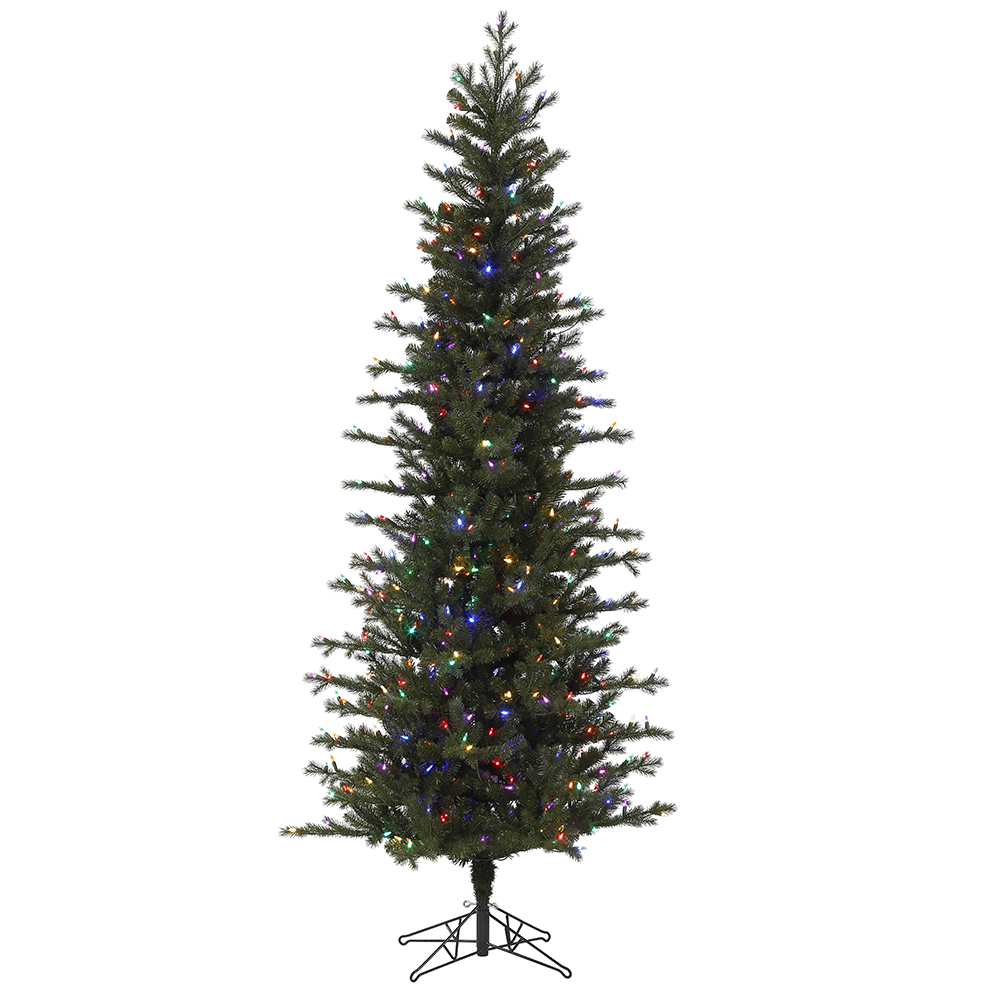 4.5 Foot Hillside Pencil Spruce Artificial Christmas Tree - 150 Duralit LED Multi Color Mini Lights