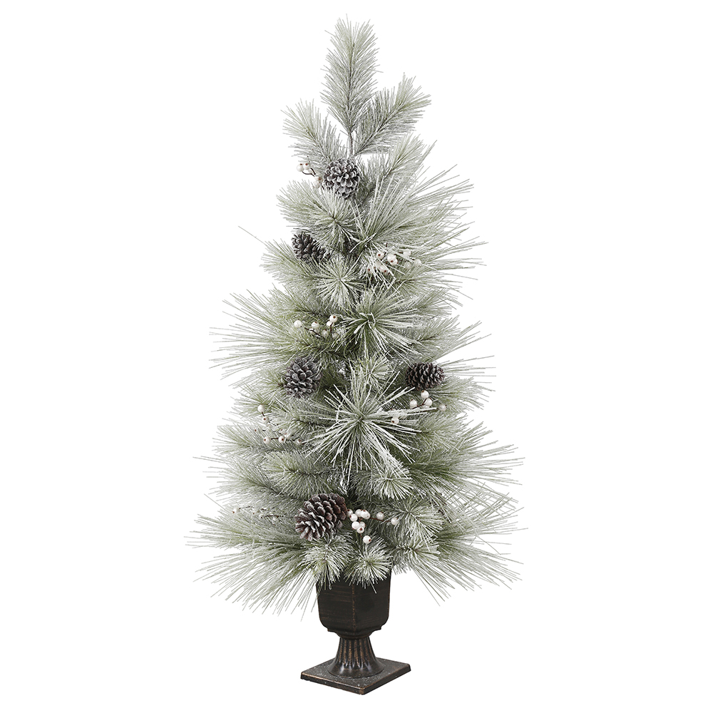 4 Foot Flocked Troy Artificial Potted Christmas Tree Unlit