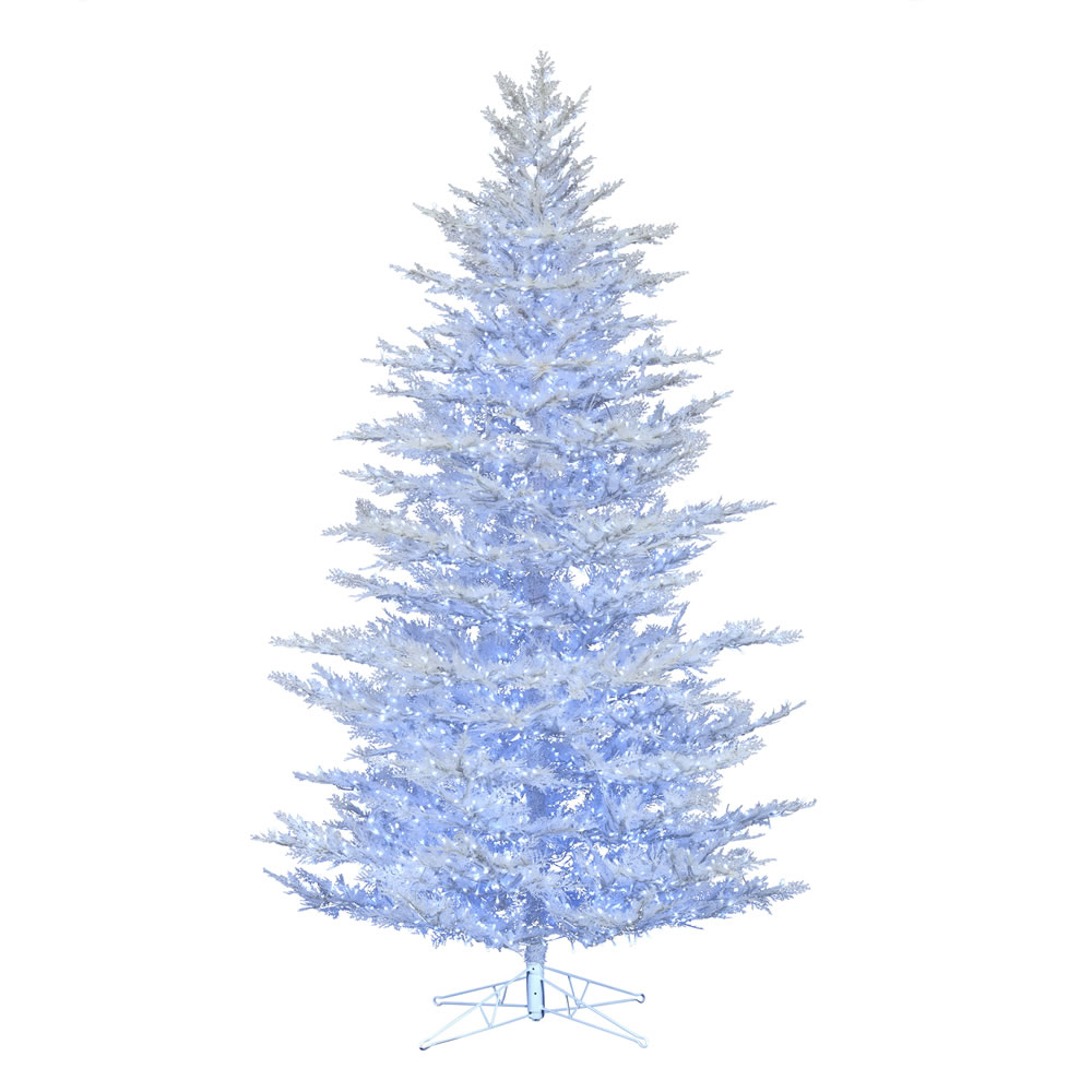 Christmastopia.com 10 Foot Flocked Cedar Pine Artificial Christmas Tree - 4050 Low Voltage LED Pure White Twinkle 3MM Lights
