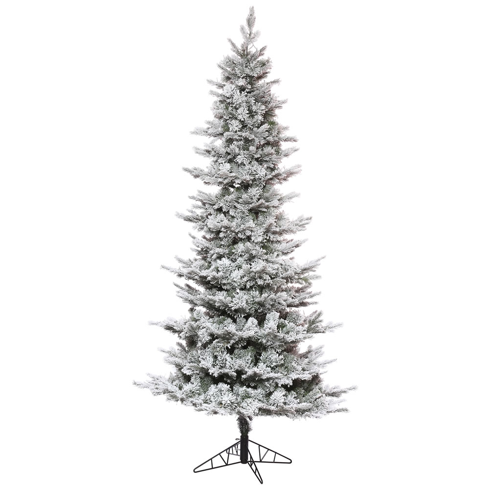 15 Foot Flocked Kiana Pine Slim Artificial Christmas Tree Unlit