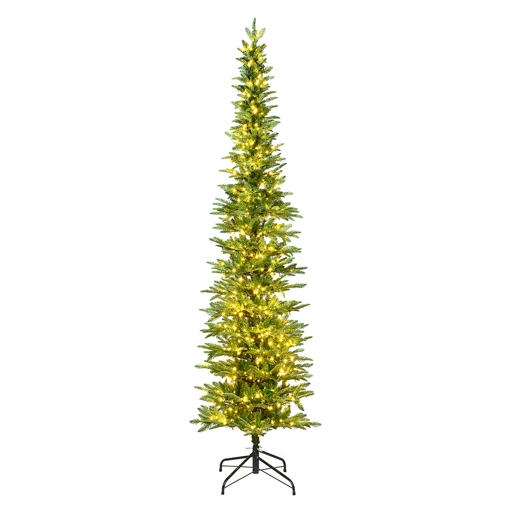 7.5 Foot Compton Pole Pine Artificial Christmas Tree 300 DuraLit LED M5 Italian Warm White Mini Lights