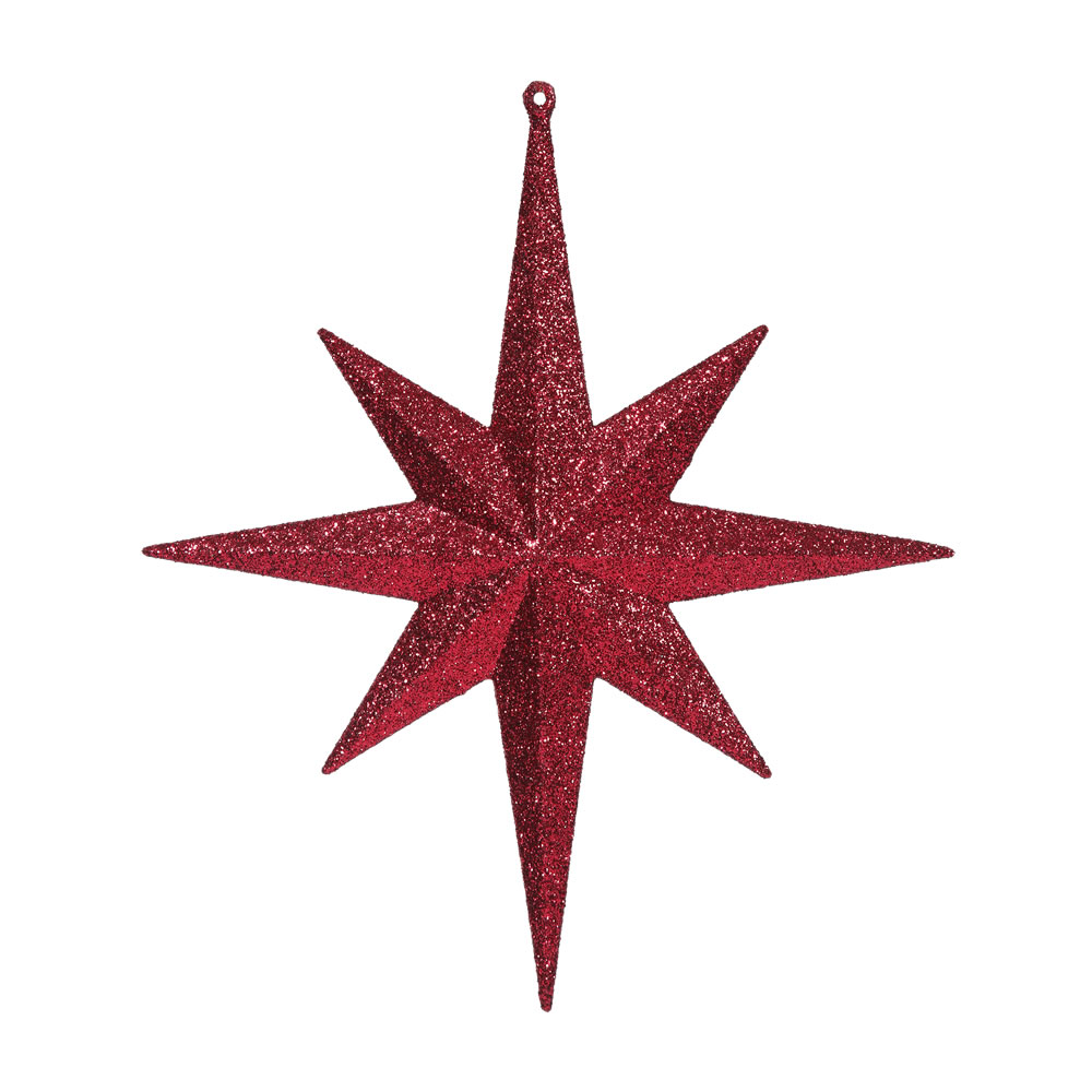 12 Inch Burgundy Iridescent Glitter Bethlehem Star Christmas Ornament