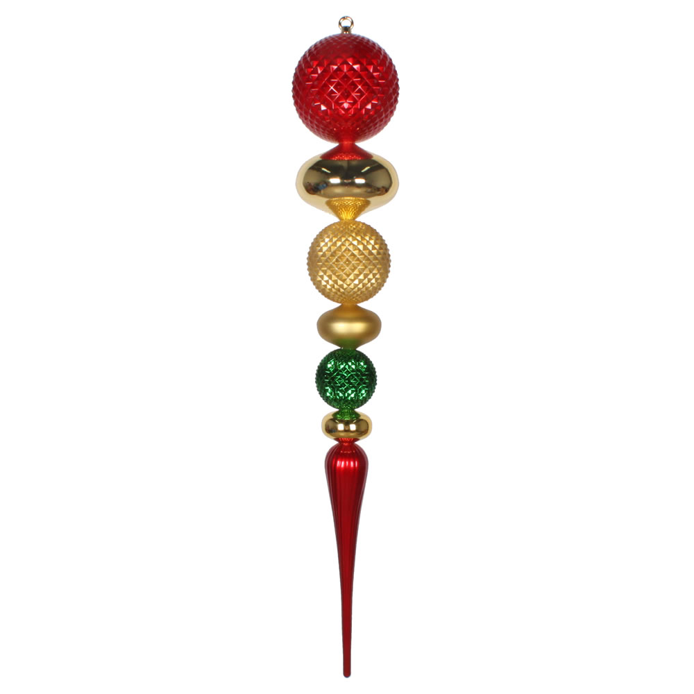 3.5 Foot Red, Green and Gold Durian Candy Matte Finial Christmas Ornament