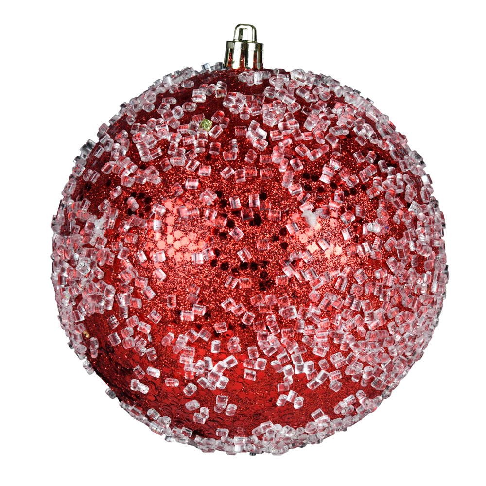 10 Inch Red Glitter Hail Christmas Ball Ornament