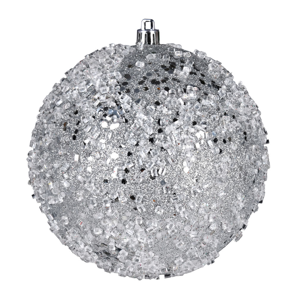 10 Inch Silver Glitter Hail Christmas Ball Ornament