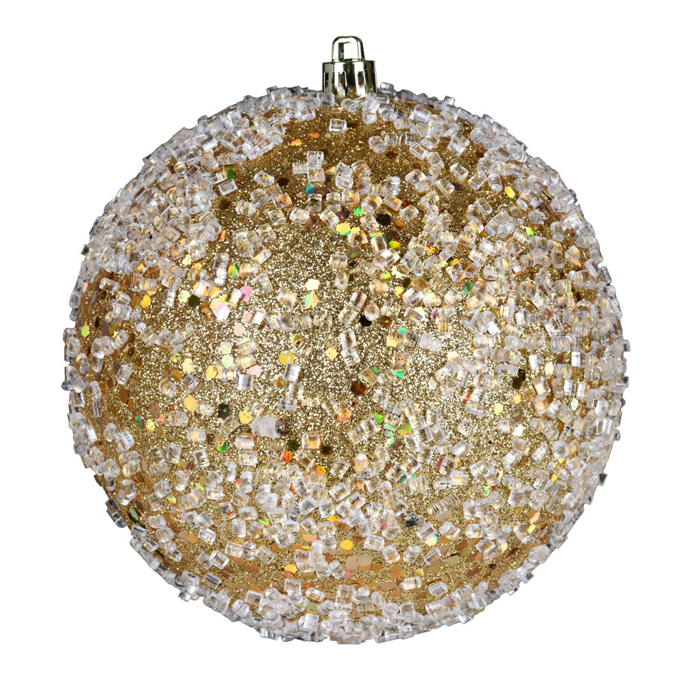 10 Inch Gold Glitter Hail Christmas Ball Ornament