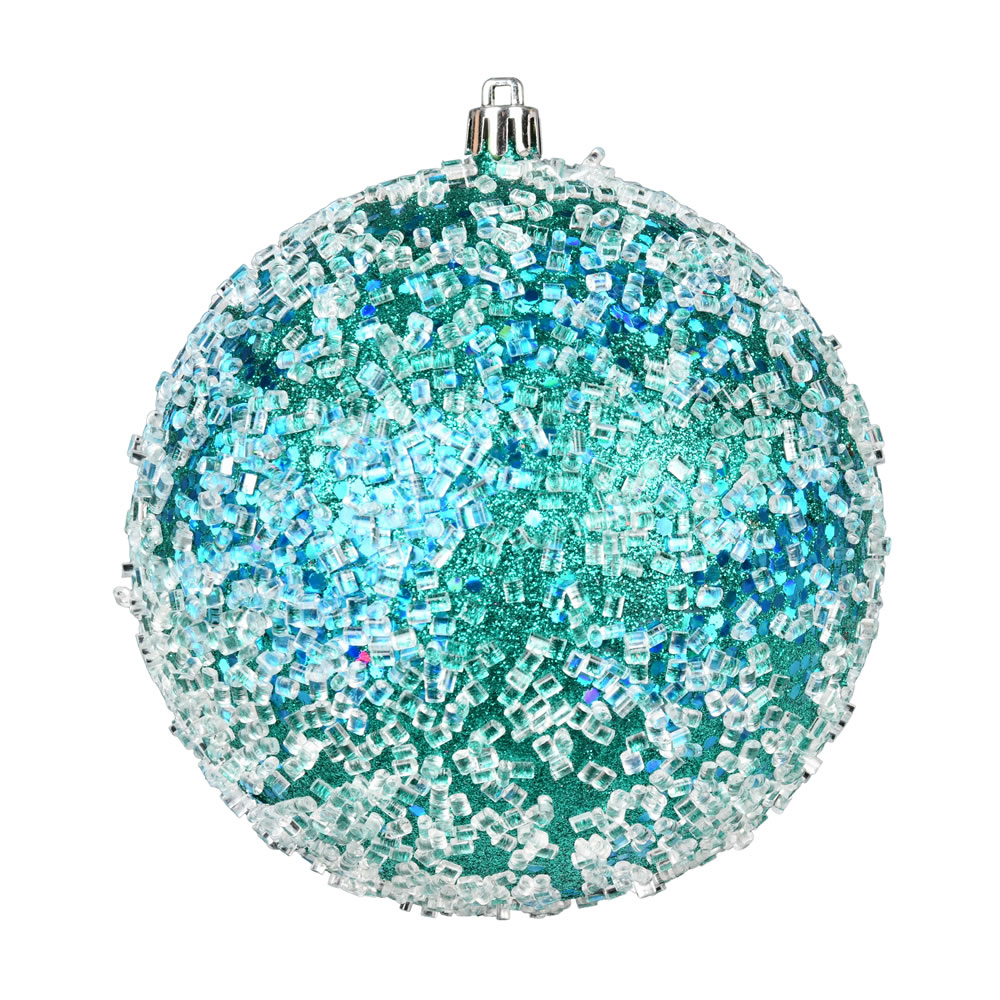 10 Inch Teal Glitter Hail Christmas Ball Ornament