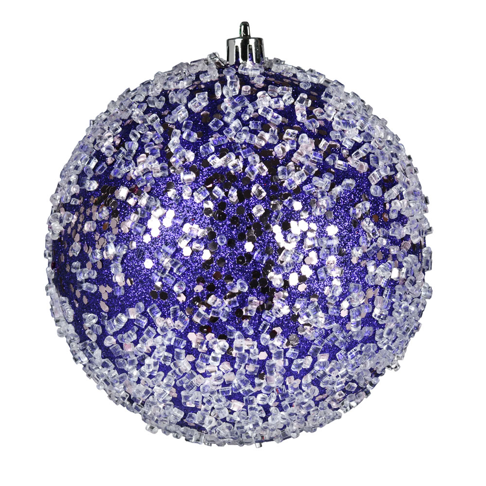 10 Inch Purple Glitter Hail Christmas Ball Ornament