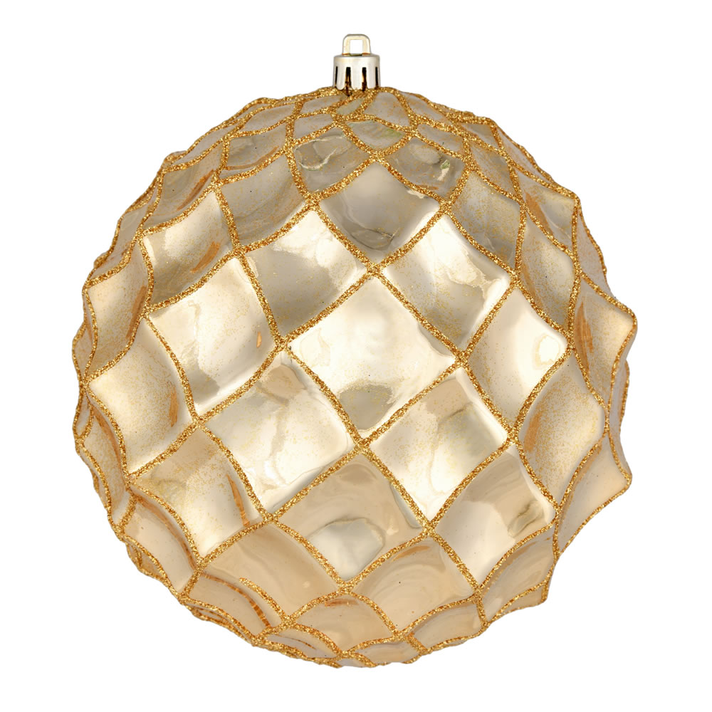 6 Inch Gold Shiny Form Geometric Christmas Ball Ornament