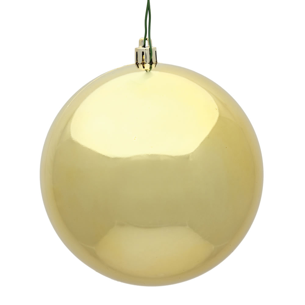 10 Inch Gold Shiny Artificial Christmas Ball Ornament - UV Drilled Cap