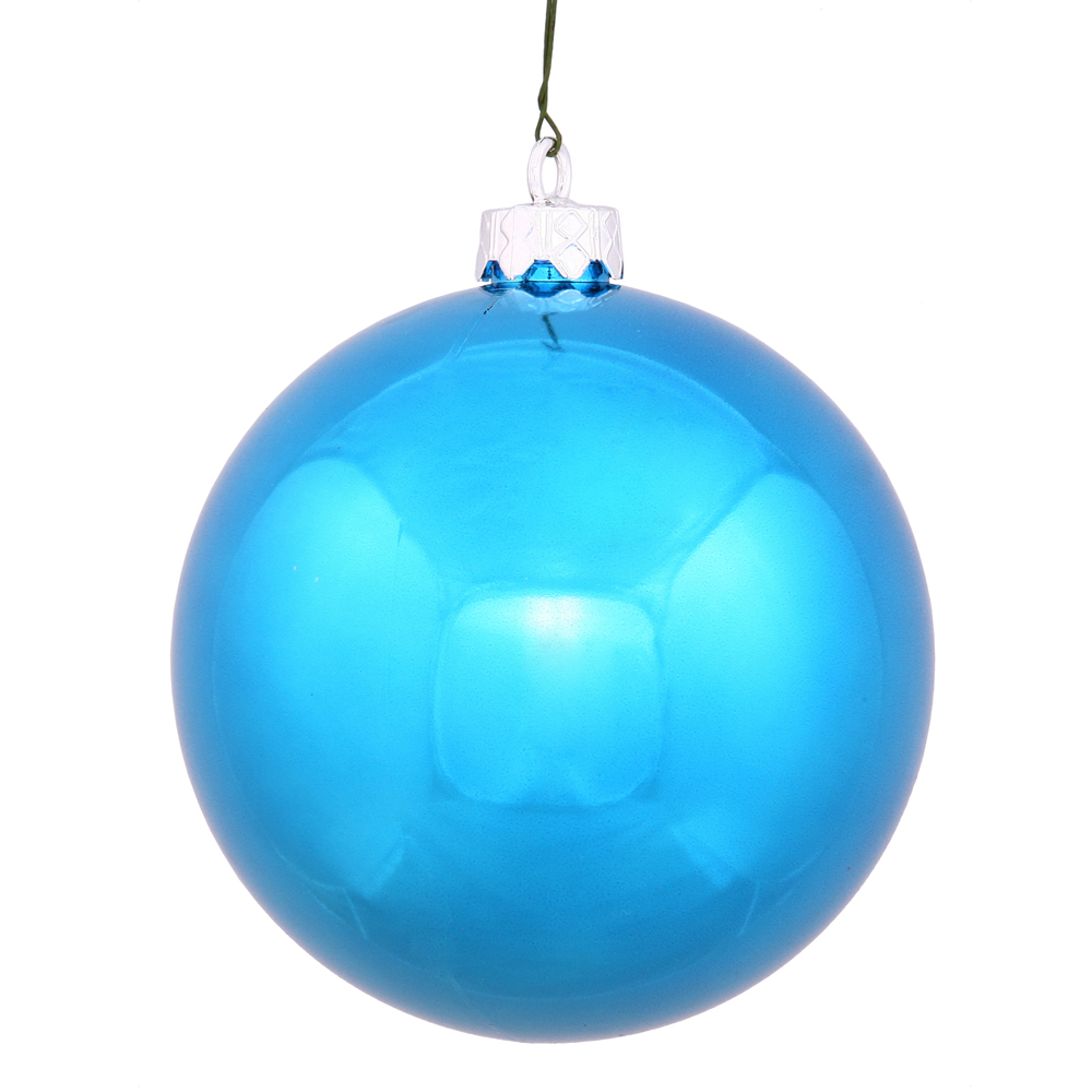 10 Inch Turquoise Shiny Artificial Christmas Ball Ornament - UV Drilled Cap